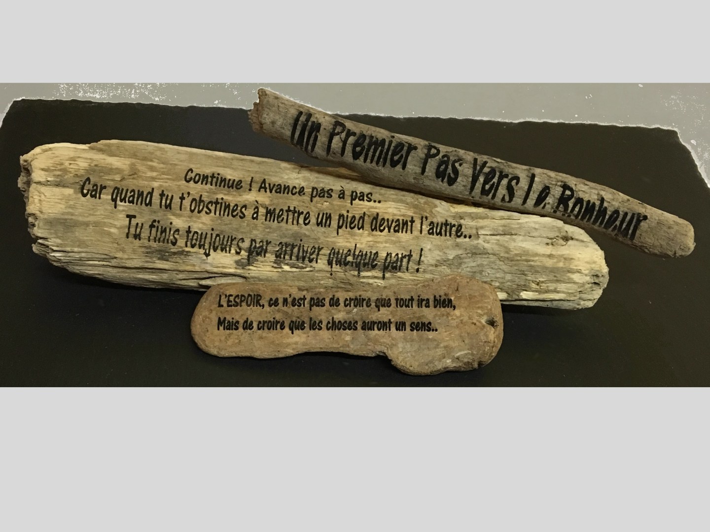 Bois flotté gravé positif personnalisé