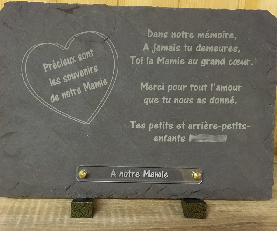 ardoise funéraire personnalisée Précieux sont les souvenirs