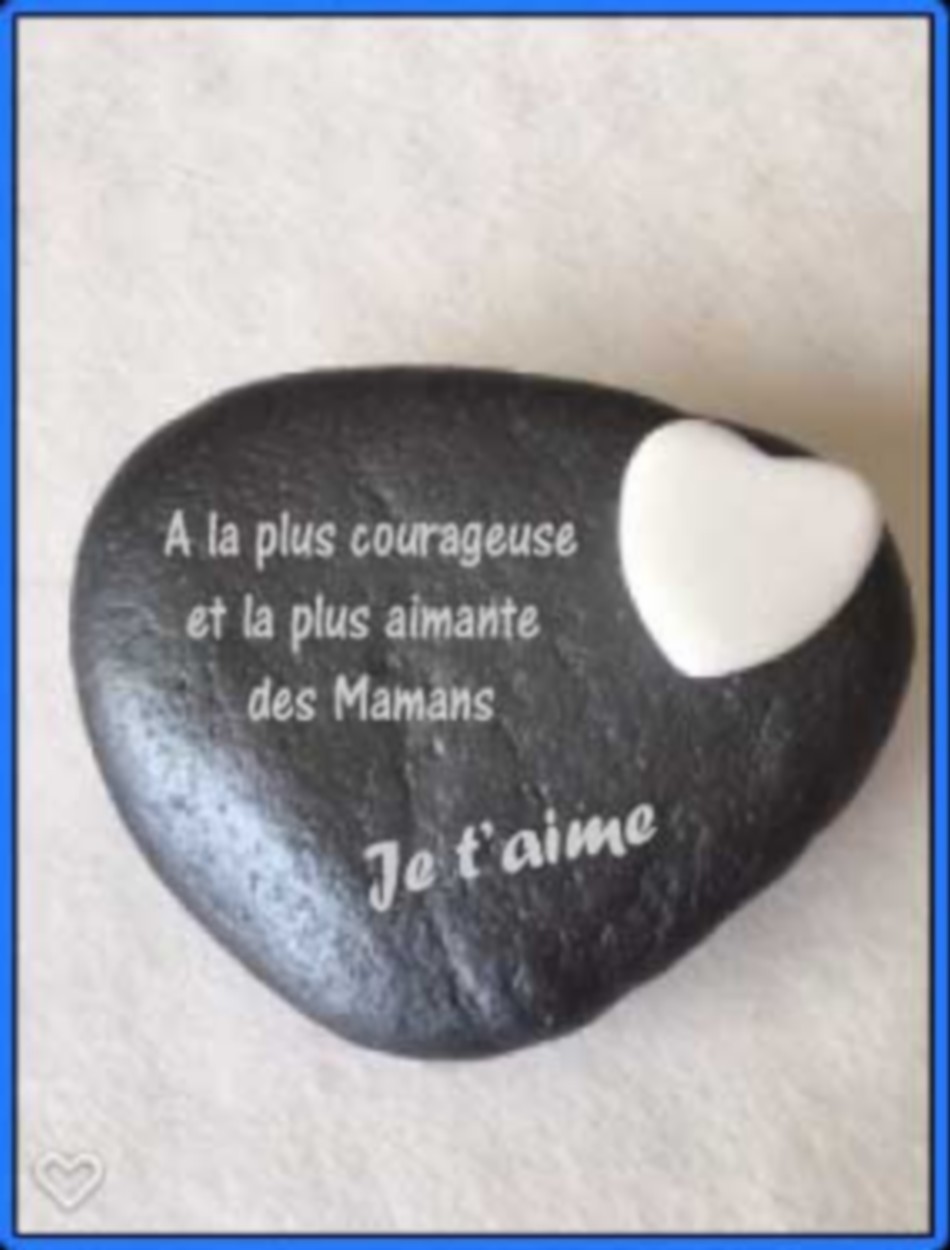 Galet funéraire gravé personnalisé coeur