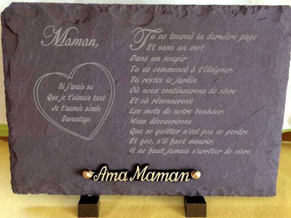ardoise funéraire Maman Si j'avais su que je t'aimais tant