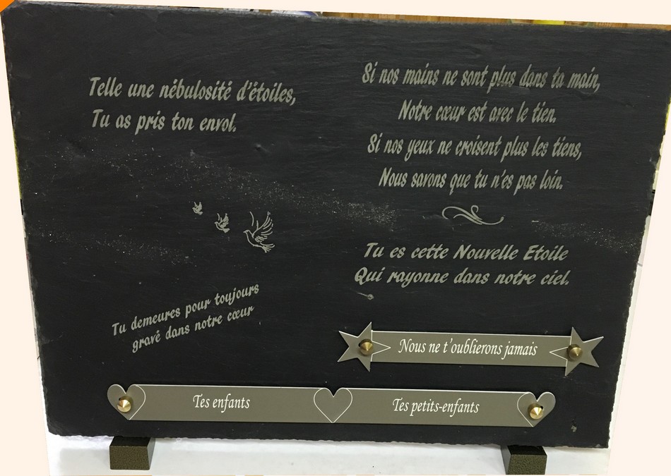 ardoise funéraire si nos mains ne sont plus dans ta main