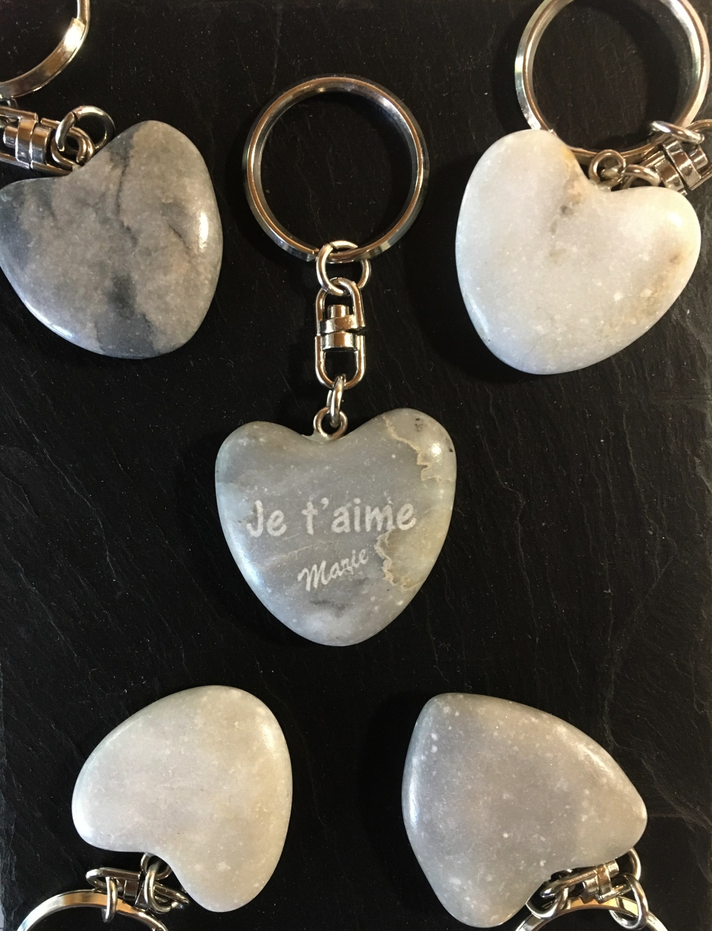 galet gravé à personnaliser je t'aime porte-clés St Valentin mariage