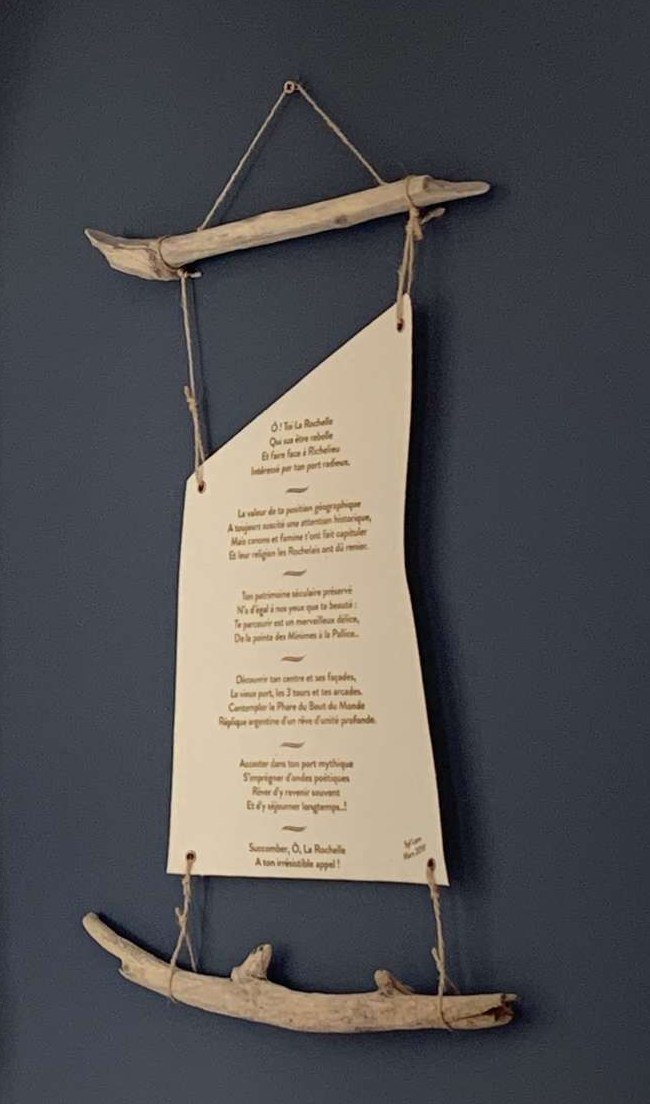 poème gravé sur toile La Rochelle