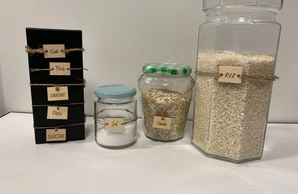 Etiquettes bois recyclé aliments vrac